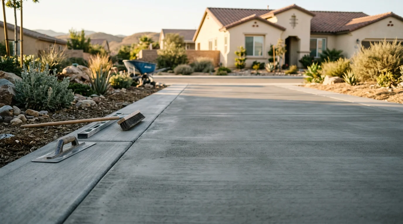 Finished concrete patio with clean edges in Menifee